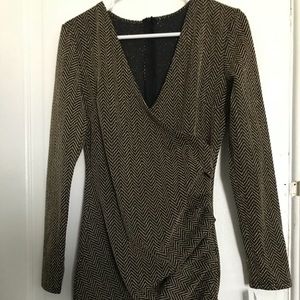 Nasty Gal Metallic Wrap Bodycon Dress Size 10 NWT